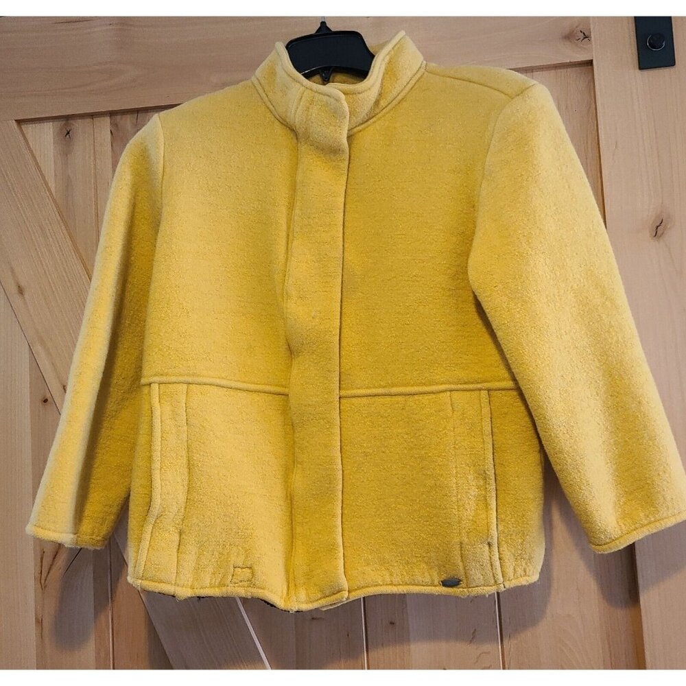 Giesswein Women Size L ? Vintage Wool Sweater Jacket Full Zip Austria Yellow